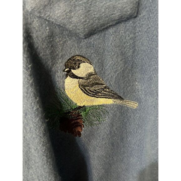 Cabin Fever Blue Fleece Pullover With Bird Embroidery - Cozy & Stylish For Natur - Picture 2 of 4